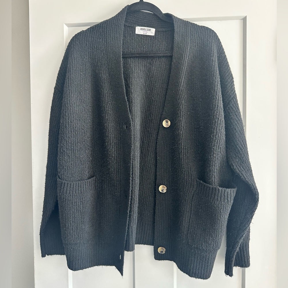 Double Zero Black Cardigan Sweater, Size small